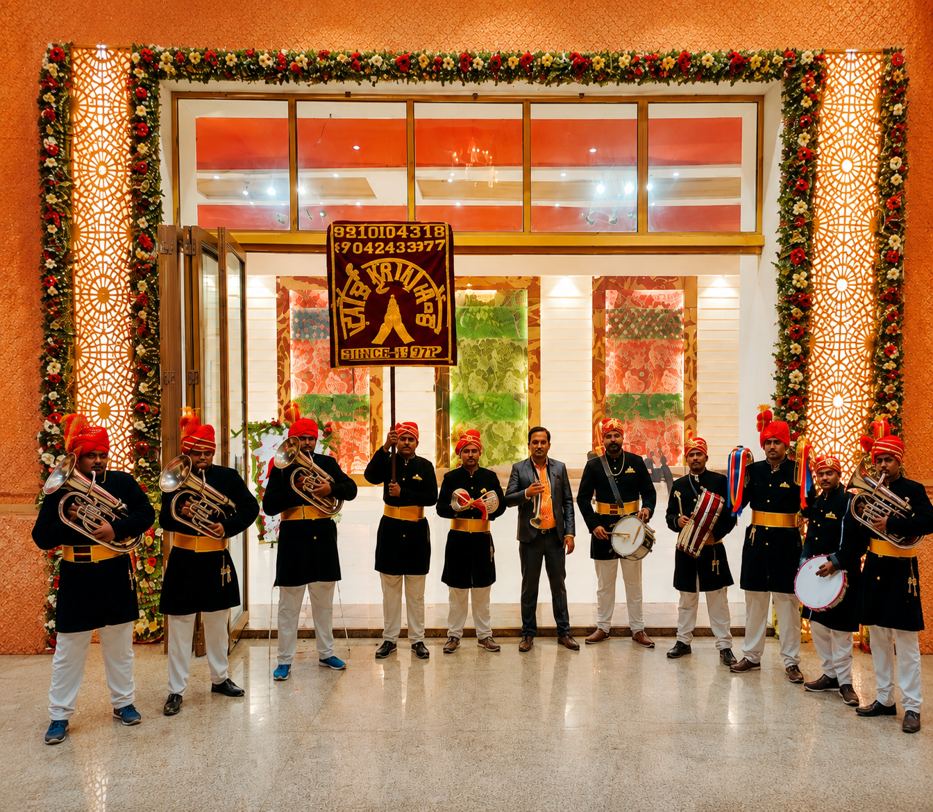 Sai Kripa Band musicians performing at a wedding